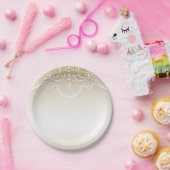 Goud met kant, kruis, religie papieren bordje (Feest)