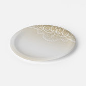 Goud met kant, kruis, religie papieren bordje (Gekanteld)