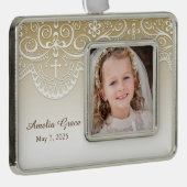 Goud met kant, kruis, religie verzilverd omlijst ornament (Rechts)