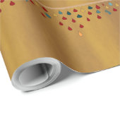 Goud met kleine rode/groene druppels> Inpakpapier (Rol Hoek)