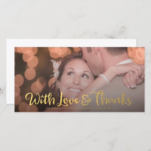 Goud met Liefde & Bedankt Overlay Bruiloftsfotokaa (Voorkant / Achterkant)