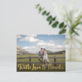 Goud met liefde en Bedankt Foto Briefkaart (Staand voorkant)