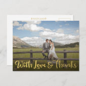 Goud met liefde en Bedankt Foto Briefkaart (Voorkant / Achterkant)