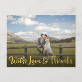 Goud met liefde en Bedankt Foto Briefkaart (Voorkant)