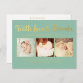 Goud met liefde en Bedankt Sip & See Briefkaart (Voorkant / Achterkant)