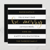 Goud met moderne strepen Internationale Kerstmis Feestdagenkaart (Voorkant / Achterkant)