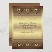 Goud met monogram 50ste verjaardag kaart (Voorkant / Achterkant)