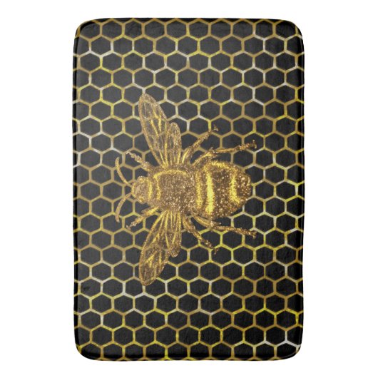 Goud met mousserende koningin, goud, hexagon badmat (Voorkant Verticaal)