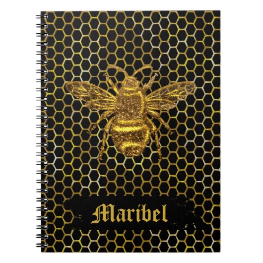 Goud met mousserende koningin, goud, hexagon notitieboek (Voorkant)