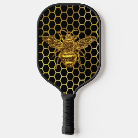 Goud met mousserende koningin, goud, hexagon pickleball paddle (Achterkant)