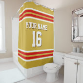 Goud met Red White Stripes Sports Jersey Douchegordijn (In situ)