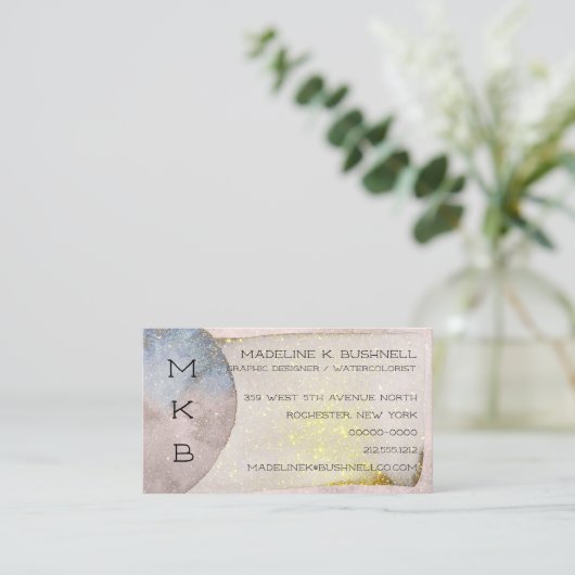 Goud met reservekorrels Waterverven Visitekaartje (Staand voorkant)