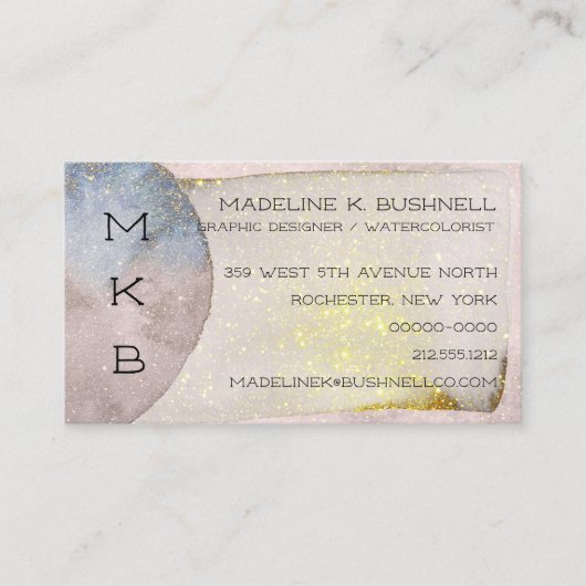 Goud met reservekorrels Waterverven Visitekaartje (Voorkant)