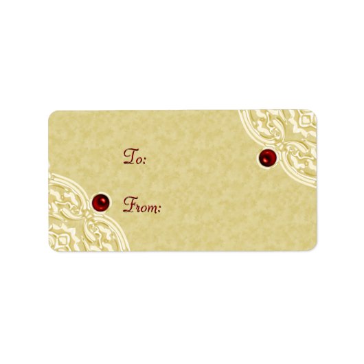 Goud met rode kerstcadeauetiketten etiket (Voorkant)