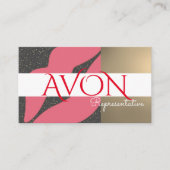 Goud met Roze Lippen Gepersonaliseerde Avon Visitekaartje (Voorkant)