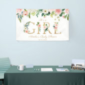 Goud met witte bloemen Het is een meisje Baby show Spandoek (Beurs)