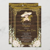 Goud met witte rozen Fiesta Boy Baptisme Kaart (Voorkant / Achterkant)