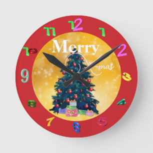 Goud met X-mas Wall Clock Ronde Klok
