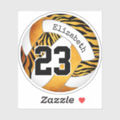 goud met zebrapatroon gepersonaliseerd volleybal sticker (Vel)
