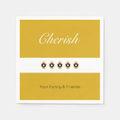 Goud met zwart en wit bloemen servet (Voorkant)