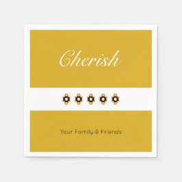 Goud met zwart en wit bloemen servet