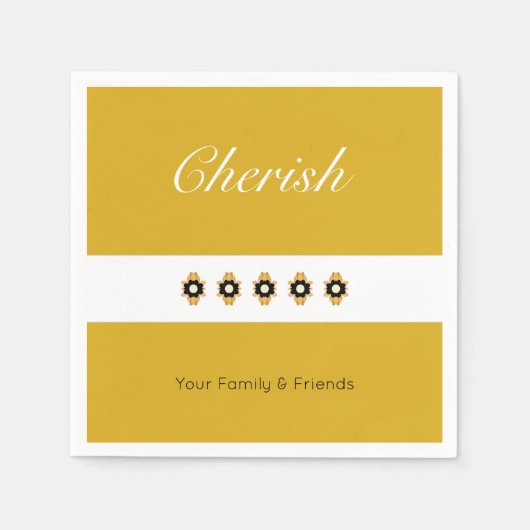 Goud met zwart en wit bloemen servet (Voorkant)