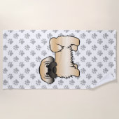 Goud met zwart masker sjiih Tzu Cute Cartoon Dog Strandlaken (Voorkant)