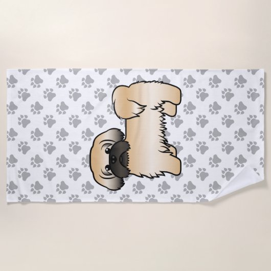 Goud met zwart masker sjiih Tzu Cute Cartoon Dog Strandlaken (Voorkant)