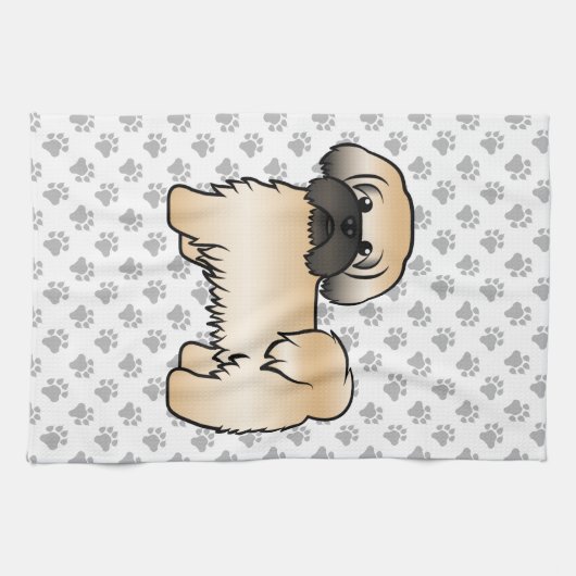 Goud met zwart masker sjiih Tzu Cute Cartoon Dog Theedoek (Horizontaal)