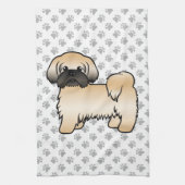 Goud met zwart masker sjiih Tzu Cute Cartoon Dog Theedoek (Verticaal)