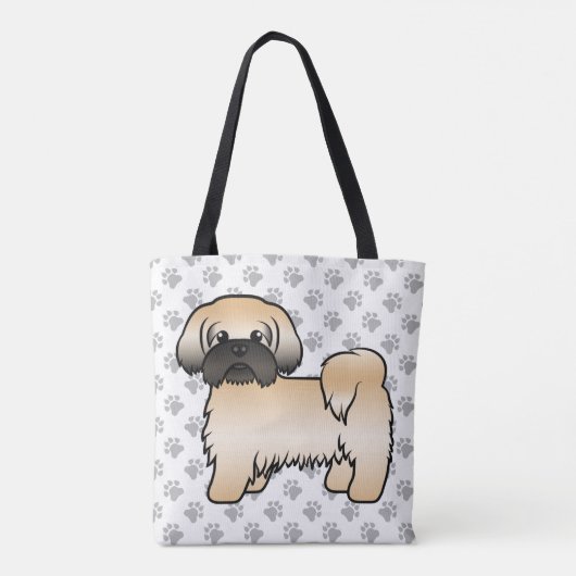 Goud met zwart masker sjiih Tzu-tekenfilm Tote Bag (Achterkant)