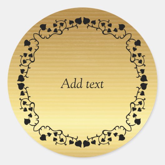 Goud met zwarte Ivy Trim-sjabloon Ronde Sticker (Voorkant)