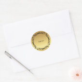 Goud met zwarte Ivy Trim-sjabloon Ronde Sticker (Envelop)