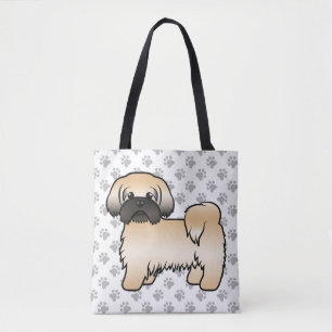 Goud Met Zwarte Masker Shih Tzu Cartoon Hond & Poo Tote Bag