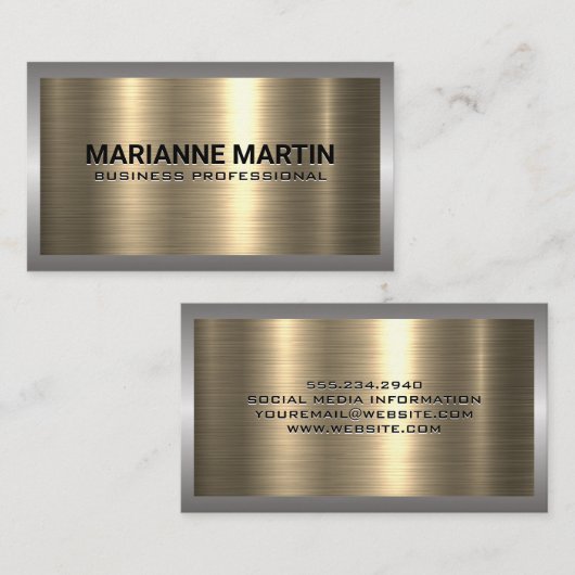 Goud metaal aluminium zilver geborsteld | Industri Visitekaartje (Voorkant / Achterkant)