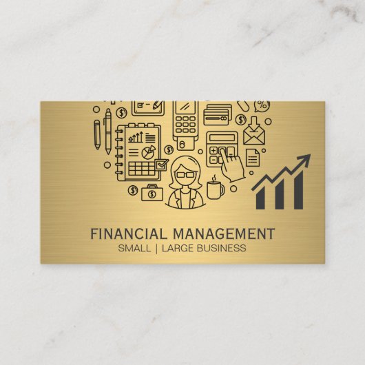 Goud Metaal | Financiële pictogrammen Visitekaartje (Voorkant)
