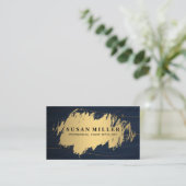 Goud metaal geborsteld | Abstracte blauwe achtergr Visitekaartje (Staand voorkant)