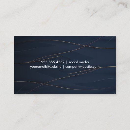 Goud metaal geborsteld | Abstracte blauwe achtergr Visitekaartje (Achterkant)