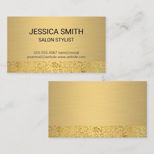 Goud Metaal Geborsteld | Goud Folie Vlok Patroon Visitekaartje (Voorkant / Achterkant)