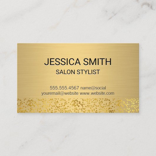 Goud Metaal Geborsteld | Goud Folie Vlok Patroon Visitekaartje (Voorkant)