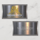 Goud metaal geborsteld | Luxe Logo vastgoed Visitekaartje (Voorkant / Achterkant)