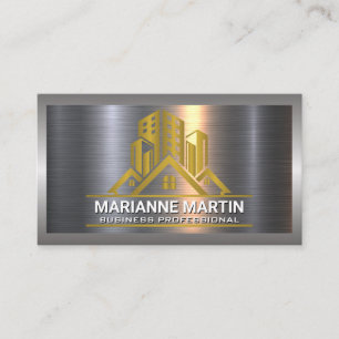 Goud metaal geborsteld Luxe Logo vastgoed Visitekaartje