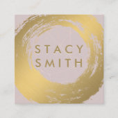 Goud Metaal Geborsteld | Roze Goud Poly Achtergron Vierkante Visitekaartje (Voorkant)