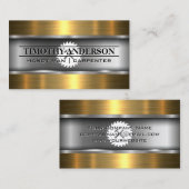 Goud Metaal Hout | Zaag en Hamer Visitekaartje (Voorkant / Achterkant)