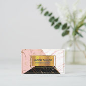 Goud Metaal | Kleurblok Marmer Visitekaartje (Staand voorkant)