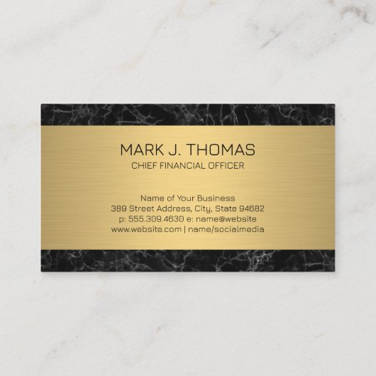 Goud Metaal | Marmer | Financieel Diagram Visitekaartje (Achterkant)