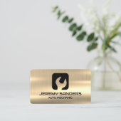 Goud Metaal | Moersleutel Logo Visitekaartje (Staand voorkant)