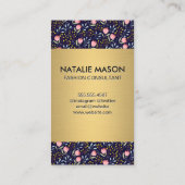 Goud Metaal | Mooie Bloemetjes | Monogram Visitekaartje (Achterkant)