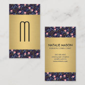 Goud Metaal | Mooie Bloemetjes | Monogram Visitekaartje (Voorkant / Achterkant)