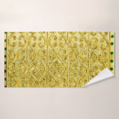 Goud metaal naadloos patroon badhanddoek (Badhanddoek)